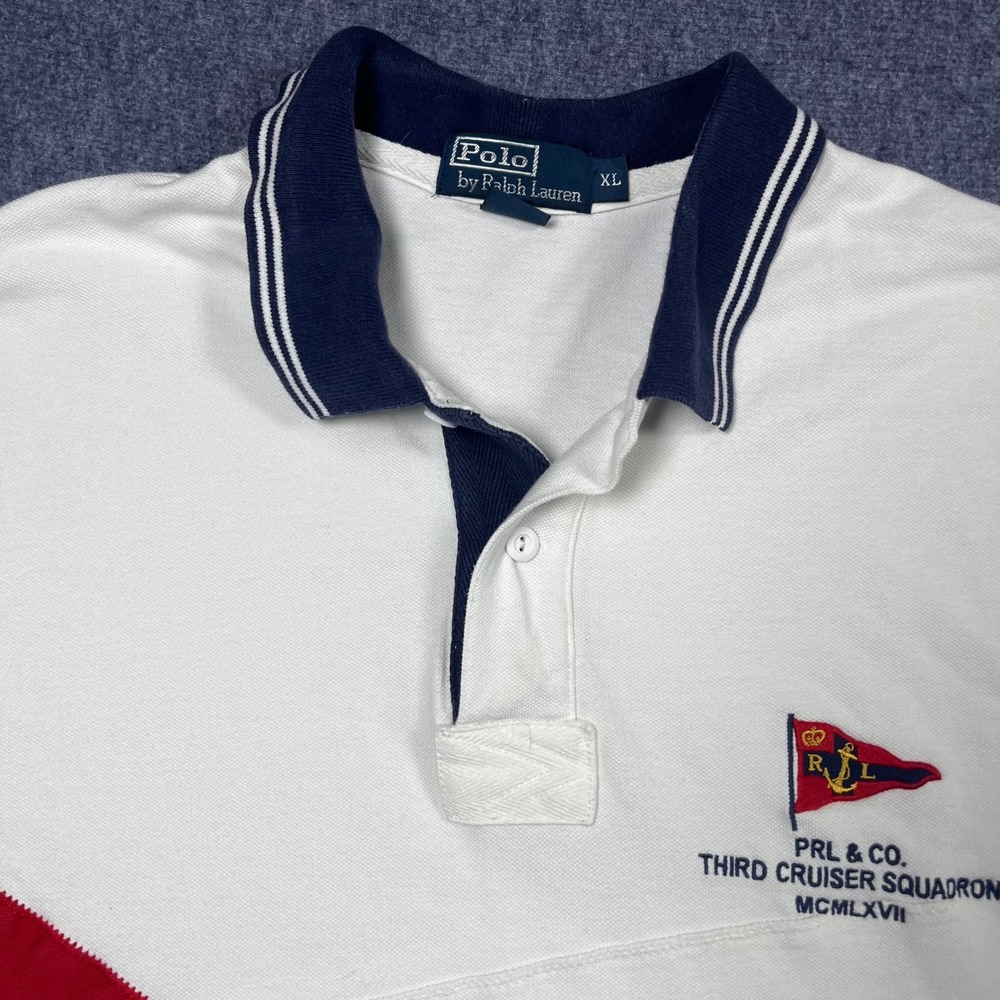 Vintage Polo Ralph Lauren XL Third Cruiser Squadron Rugby Nautical Polo Shirt